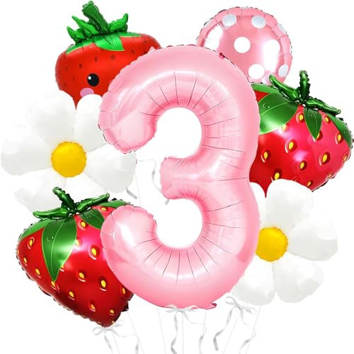 Strawberry Geburtstag Ballon, Party Balloons Erdbeere, Erdbeere Deko, Erdbeere Birthday Ballons, Strawberry Luftballons Deko, für Mädchen Geburtstag Party Mottoparty