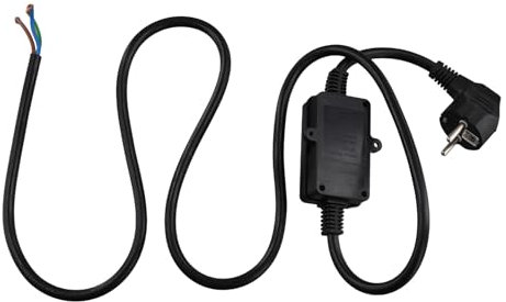 Bamberg FI-Schutzschalter Steckdose Fehlerstromschutzschalter Stecker mit Kabel,Personenschutz Adapter EU Stecker Schwarz