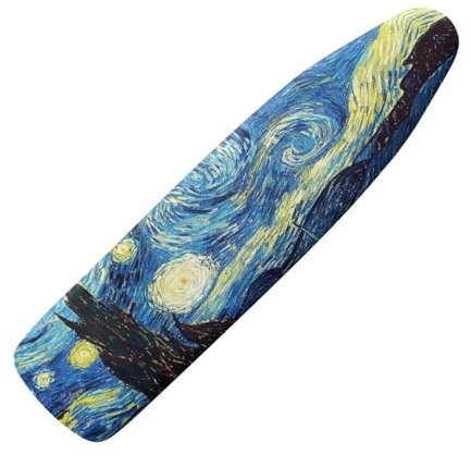 Buxolandt Artistic Starry Night Print Ironing Board Covers 135 x 45 cm, Easy-Fit for Protecting Ironing Board Cover Complete Set with 3 Fasteners and Scorch Resistant Protective Accessories Decor