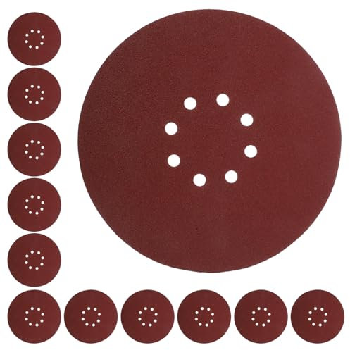 Garneck 50 Stück Schleifpapier-Polierscheibe Trockenbau-Tellerschleifer Trockenbau-Schleifscheiben Klettschleifpapier Klett-Schleifscheibe Schleifpapier beflocken rot