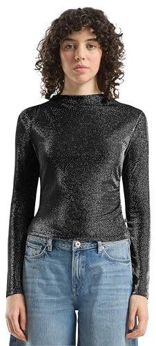 QS Damen Glitzershirt T-Shirt Langarm
