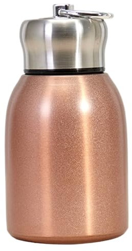 Jorzer Mini bottiglia d'acqua piccola bottiglia d'acqua 300 ml sicura in acciaio inossidabile piccola fiaschetta isolata sottovuoto tazza termica a prova di perdite portatile mini con gancio oro rosa