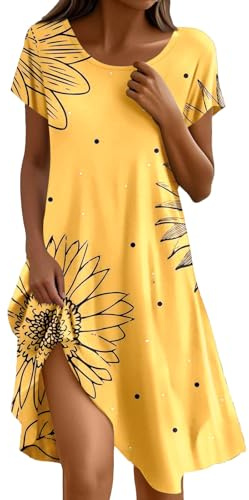 Robe Femme Chic Et Elegant Mi Longue Été Ete D'été Elegant Sexy Summer Bohème 2025 Fluide Boheme Robe Décontractées Ample Casual Robes de Plage Grande Taille Mini Tunique Robes A-Ligne Summer Dress