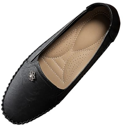 Chaussures en cuir pour femme - Confortables - Mocassins légers sans lacets - Antidérapantes - Points - Mocassins décontractés - Larges chaussures de loisirs respirantes - Chaussures de travail