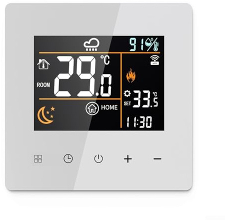 Für Tuya Smart WiFi Thermostat, Hygrometer Digitaler Temperaturregler, mit LCD-Farbdisplay, für Smart Scheduling (Weiß-3A)