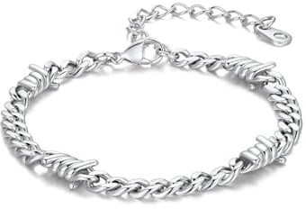Bandmax Armband Herren Edelstahl Panzerkette Armbänder Männer Dornen Gliederarmband 5/7/9/12mm Kubanisch Kettenarmband Silber/Gold/Schwarz Armreif Armkette Modeschmuck für Geburtstag