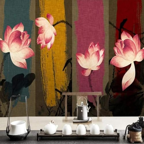 Kreativ Handgemalt Bunt Tusche Lotusblume 3D Tapeten Tapete Luxus Home Esszimmer Fototapete Effekt Wohnzimmer Schlafzimmer Kinderzimmer-430cm×300cm
