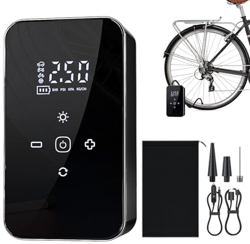 Wireless Air Pump - Touchscreen Portable Electric Tire Inflator for Cars Bicycles Motorcycles | Mini Air Compressor Injector | Smart Wireless Electric Pump for Car Bike Tires Travel Set