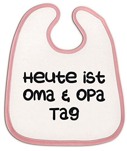 4youDesign Lätzchen Heute ist Oma und Opa Tag - Mädchen oder Junge Geschenkidee Babylatz Geburt Geschenk Taufe Großeltern Neugeborenes (Rosa)