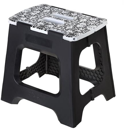 Vigar - Taburete Plegable - Modelo Compact - 32 cm de Altura - 80% Plástico Reciclado - Para Cocina, Baño y Camping - Escalón Peldaño Infantil - Negro