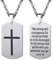 Cross Jewelry Men Dog Tag Cross Pendant Stainless Steel Bible Inspirational Mens Dogtag Necklaces