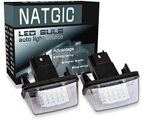 NATGIC 1 Pair Led Number License Plate Light Lamp License CanBus for 206 207 306 307 308 406 407 5008