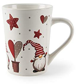 Excelsa Gnomo Christmas Taza, Cerámica, Color Blanco, 380 Mililitros