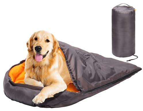 Lifeunion Hunde-Schlafsack, wasserdicht, warm, verstaubar, für Reisen, Camping, Wandern, Rucksackreisen (Grau + Orange)