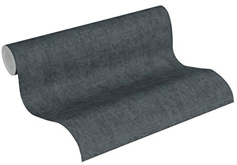 A.S. Création papier peint intissé Greenery papier peint uni 10,05 m x 0,53 m noir gris 373346 37334-6