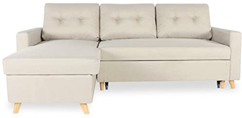 INTENSE DECO Canapé d'angle Convertible réversible Falko Tissu Beige