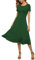 EXCHIC Damen Casual Rundhals A-Linie Kurzarm Midi Kleid Sommer Stretchy Knie Langes Freizeitkleider(L, Dunkelgrün)