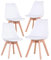 BenyLed Juego de 4 Sillas de Comedor Modernas con Asiento Tapizado y Patas de Madera de Haya Ideales para Comedor, Cocina, Sala de Estar, Dormitorio (Blanco)