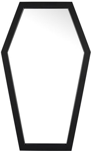 Hansoar Sarg-Spiegel – Gothic-Spiegel für Schlafzimmer, Wohnzimmer oder Badezimmer – inklusive Haken und Hardware – groß und robust – Wandspiegel aus Holz – Schwarz – 50,8 x 30,5 cm