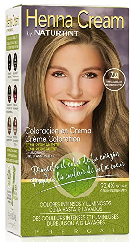 Naturtint | Henna Cream | Coloración Semipermanente Crema Sin Amoniaco | +90% Ingredientes Naturales | Hasta 12 Lavados | 7.0 Rubio Avellana | 110 ml