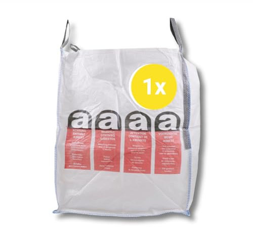 dm-folien Big Bag Asbest 90x90x110cm I 1 Stück I SWL 1.000 kg I Asbest Sack mit 4 Hebenschlaufen I Big Bags für Asbest I Big Bags Säcke mit Schürze I stabil & beschichtet