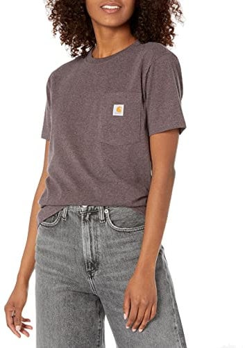 Carhartt K87-T-Shirt-Oberteile für Damen, lockerer Schnitt, schweres Kurzarm-T-Shirt, Violett, Größe XL