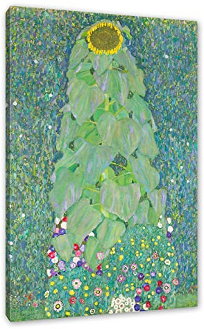 Pixxprint Gustav Klimt - Die Sonnenblume, Größe: 120x80cm, Leinwandbild, fertig gespannt, Wandbild, Dekoration, Kunstdruck, kein Poster
