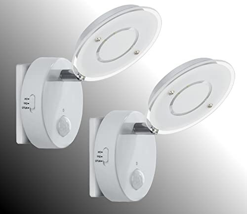 Trango 2er Pack 2636-026 Sensor LED Nachtlicht *NITE* in Weiß mit Automatikfunktion direkt 230V mit Bewegungssensor I Sicherheitslicht I Steckdose Lampe I Wandlampe I Orientierungslicht I Nachtlampe