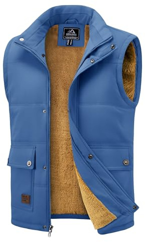 MAGCOMSEN Mens Gilet Fleece Lined Body Warmer Winter Thermal Gilet Jackets | Gilet with Pockets for Outdoor, Fishing, Hiking, Golf, Work, Full Zip, Thermal, Insulated Gilet