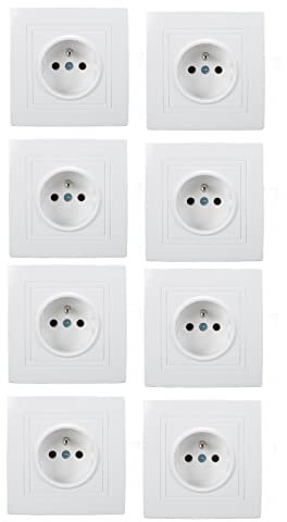 Tomacorriente, Instalación Empotrada Enchufe Estándar Francés Seguro 8pcs Enchufe de Pared de Plástico Resistente Al Desgaste Desmontable para Oficina