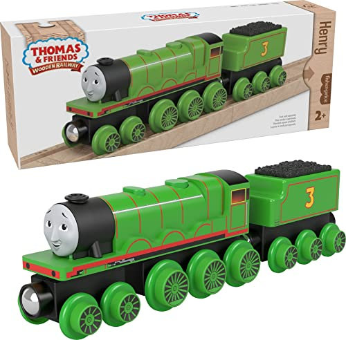 Thomas & Friends Holzeisenbahn Spielzeugzug Henry Push-Along Holzmotor & Kohleauto für Kleinkinder & Vorschulkinder ab 2 Jahren