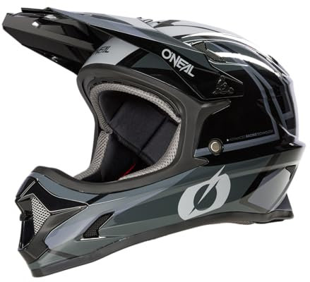 O'NEAL | Mountainbike-Helm Fullface | MTB DH Downhill FR Freeride | ABS-Schale, Magnetverschluss, übertrifft Robustes ABS | SONUS Helmet Split V.23 | Erwachsene | Schwarz Grau | Größe XS