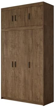 Mirjan24 Kleiderschrank Elena 3D, Drehtürenschrank, Farbauswahl, 3-türig Schrank, Weiß, Sonoma, Lefkas (Eiche Lefkas mit Aufsatz)
