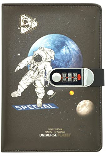 NectaRoy Carnet de Note avec Serrure, Journal Intime avec Code pour Garçon Fille Enfant(Univers Planète), Carnet Secret Fille pour Bureau Scolaires Étudiant Papeterie cadeau d'anniversaire, 210x145mm