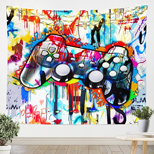 Hippie Graffiti Spieler Wandbehang Jungen Bunt Spielen Wandteppich 148x200cm Tapestry für Kinder Jungen Graffiti Decor Tapisserie Hip Hop Spieler Wandkunst
