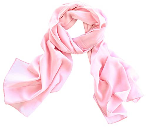 Dolce Abbraccio Damen Schal Stola Halstuch Tuch aus Chiffon für Frühling Sommer Ganzjährig Rosa, ca 160 x 50