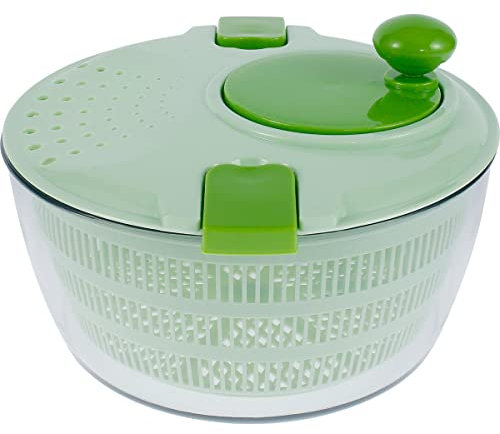 essoreuse à salade, 4 l, avec passoire, couvercle, poignée de salade, séchoir à pâtisserie, essoreuse à salade, multifonction pour fruits et légumes (vert)