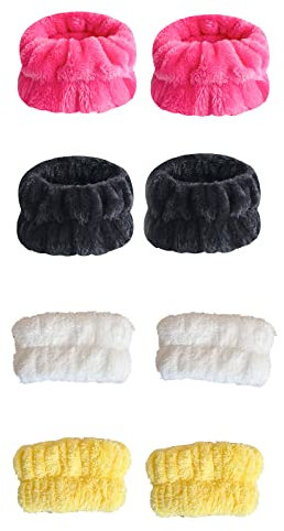 KAYLRE 4 Paar Handgelenk-Spa-Waschband Mikrofaser Handgelenk Waschen Handtuch Band Armbänder zum Waschen Gesicht saugfähige Armbänder Handgelenk Schweißband für Frauen Mädchen verhindern