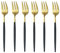 Aggert 6-teiliges Dessertgabel-Set, Schwarz/Gold, Edelstahl, Spülmaschinenfest, Gabel, Küchengeschirr, Geschenk, Party, Restaurant, Camping