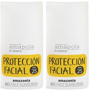 AMAPOLA BIO-COSMETICS Sonnencreme für das Gesicht 25, ökologische Sonnencreme, Mineralfilter, Zinkoxid, feuchtigkeitsspendend und biologisch abbaubar, 50 ml, 2er-Pack