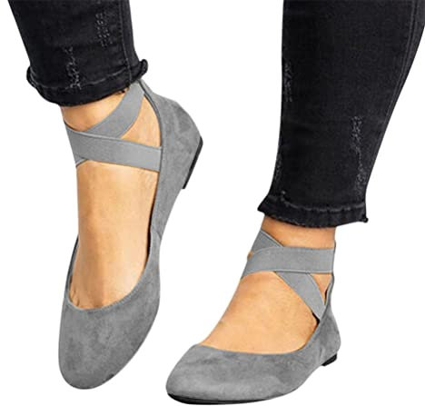 ticticlily Balerinaschuhe Damen Schuhe Bequeme Pumps Flache Schuhe Zum Abendkleid Elegant Für Hochzeit Sandalen Sommer Ballerinas Slip-On Sandalen A Grau 37 EU