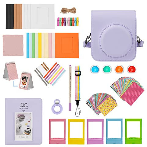 ZUIKAKU 15 in 1 Mini 12 Zubehör Kompatibel mit Fujifilm Instax Mini 12 Sofortbildkamera. (Lila)