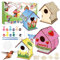 Vogelhaus Bausatz Kinder,DIY Set 4 Stück Bastelset Mit 4 Windspielen Kinder zu Bauen und Malen,Spielzeug Geschenke für Jungen Mädchen,Bird House Construction Kit,Holz Vogelhaus Puzzle Machen Set