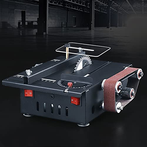 QBREZA Household Miniature Desktop Small Table Saw Cutting Machine Woodworking Model Saw Chainsaw Small Abrasive Belt Machine Sharpening Artifact