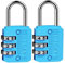 SISAV Cadenas à Combinaison à 3 Chiffres,Cadenas de Gym,Cadenas d'Extérieur,Adapté aux Casiers d'École,aux Boîtes à Outils,aux Sacs à Dos de Voyage,avec Loquet (Bleu,2 Pièces)