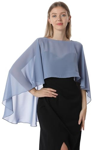 Hotshawl Damen Chiffon-Umhang 001 Pashmina-Schal, Dusty Blue, One Size