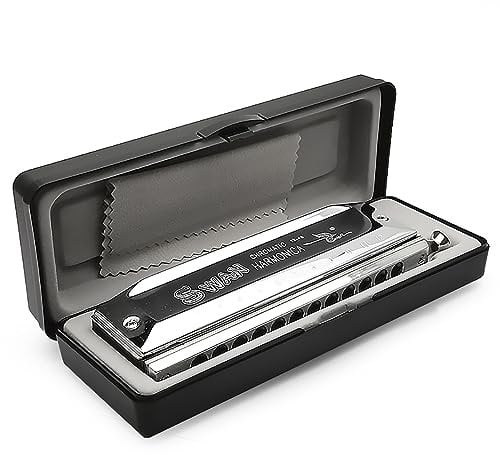 Swan Chromatische Mundharmonika, C-Schlüssel, 10/12/16 Löcher, 40/48/64 Töne, Mundharmonika, Musikinstrumente mit präzisionsgefertigtem Schieben für Anfänger (SW1248)