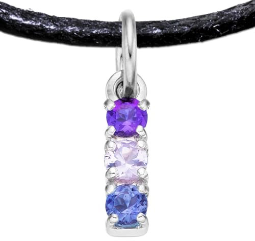 Bisexuell Kette Flagge Anhänger mit Halsband, Handgefertigter Bisexualität Charm mit Edelsteinen aus Silber 925, Auch für Armband, Halskette, Kette PRIDE Fashion (Silber Platiniert, Bisexual Schmuck)