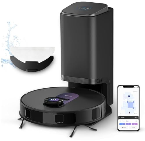 Obode A8+ Robot Aspirador y Fregasuelos con Vaciado Automático de Polvo,3D Obstacle Avoidance Navegación LiDAR,Aspirador Robot 4000Pa,180min Batería,para Pelo de Mascotas y Suelos Duro,WiFi/App/Alexa