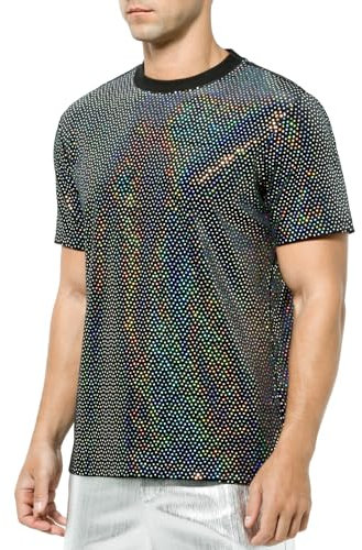 Casey Kevin Festival Outfit Herren, Rave Outfit Herren, Glitzer Shirt